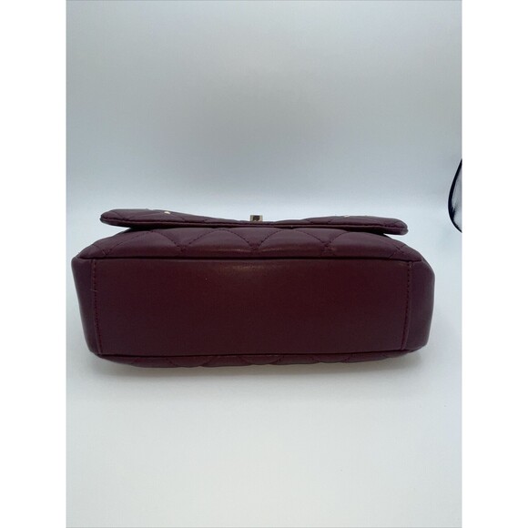 Badgley Mischka Vegan Leather Quilted Studded Crossbody Bag In Plum New - Picture 10 of 11